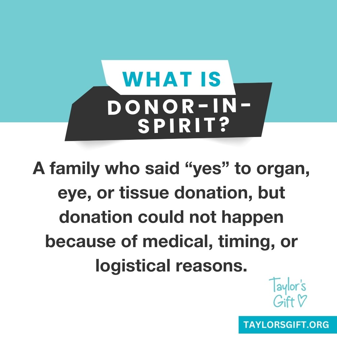 A phrase you might not know, but matters so much: donor-in-spirit family 🩵

A donor-in-spirit family is a family that wanted to donate their loved one&rsquo;s organs, eye tissue, or tissue (or knew it was their loved one&rsquo;s wish), but donation 
