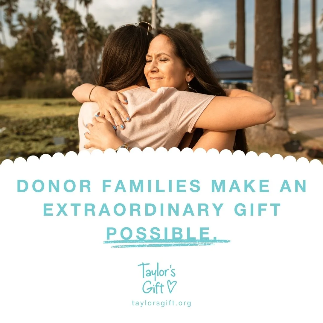 Grief looks different for everyone, but no one should have to carry it alone. 🩵

Taylor&rsquo;s Gift provides free grief support for donor and donor-in-spirit families, including one-on-one connection, community, and resources when you are ready.

S