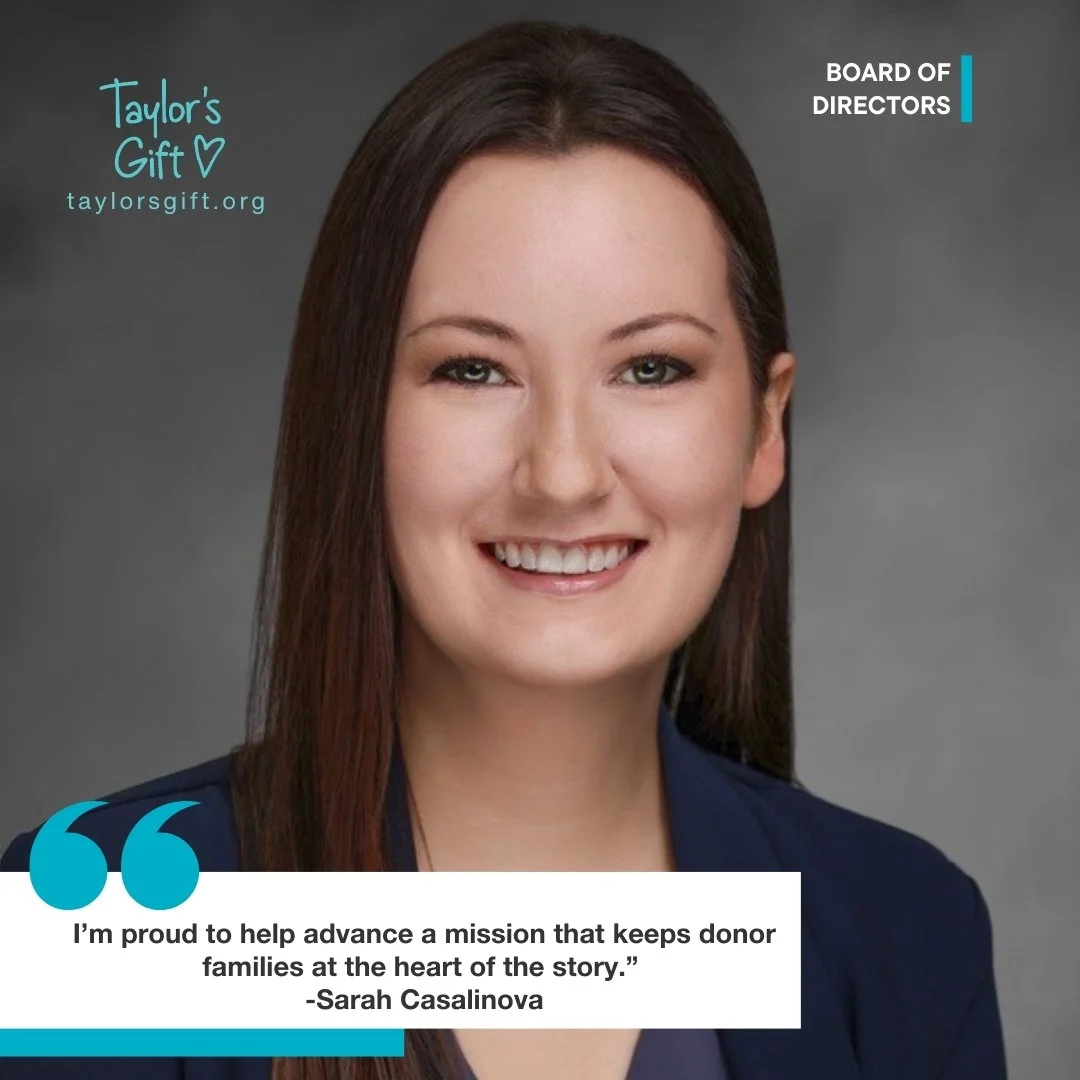 We&rsquo;re proud to welcome Sarah Casalinova to the Board of Directors at Taylor&rsquo;s Gift. 🩵

Sarah serves as Research Practice Manager for the Duke Department of Surgery, bringing deep experience in advancing clinical research and supporting h