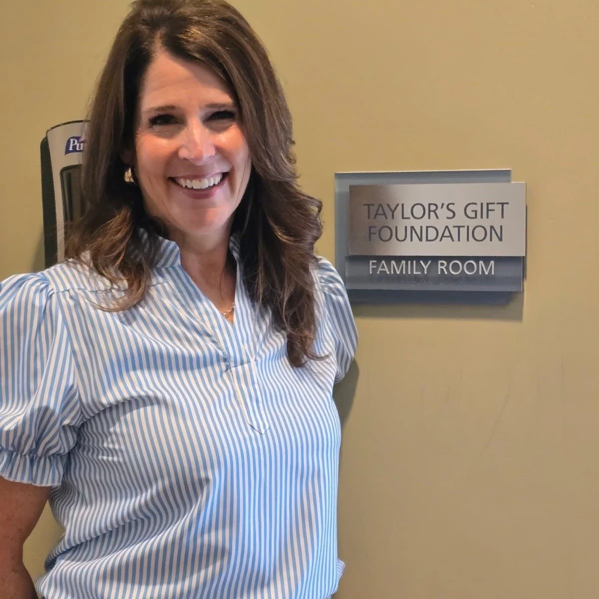 Yesterday, our co-founder Tara had the opportunity to visit Nora's Home and spend time with Annette Monks, their incredible Executive Director. 🩵 

It was especially meaningful to see the Taylor&rsquo;s Gift Family Room, which we were honored to spo
