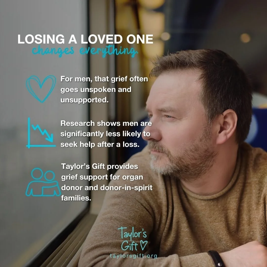 Losing a loved one changes everything. Yet men are significantly less likely to seek support after a loss, often carrying grief quietly and alone.

At Taylor&rsquo;s Gift, we know that grief does not have to be faced in isolation. Through Caring Guid