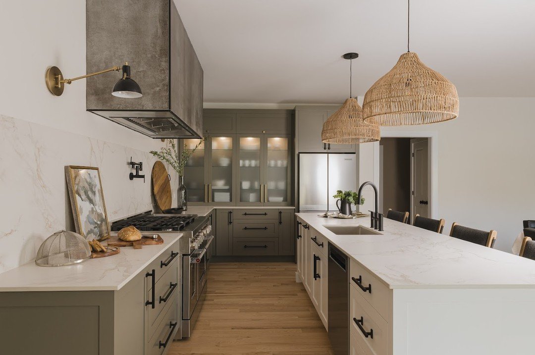 We did a &quot;delicate&quot; demo on this project and carefully removed all the old cabinetry and installed it in the butler's pantry (photos of that space coming soon!). Before, there was a small corner pantry, an angled two-tiered island and cramp