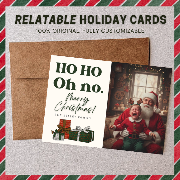 Ho Ho Oh No! Crying Baby Christmas Card Template
