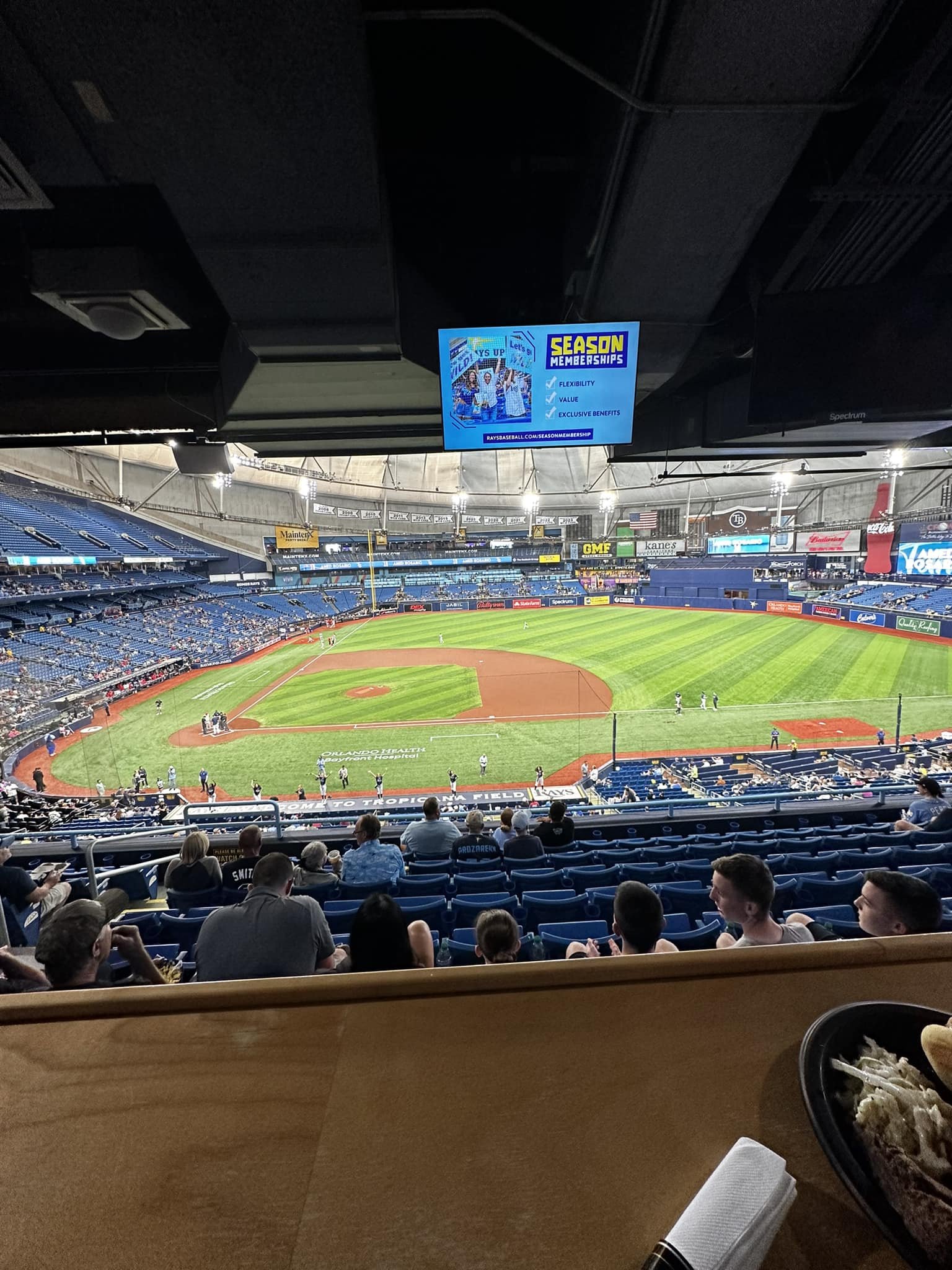 At the rays game, a really nice day for some baseball. The stadium didn&rsquo;t really fill in I&rsquo;m up in box chowing down.