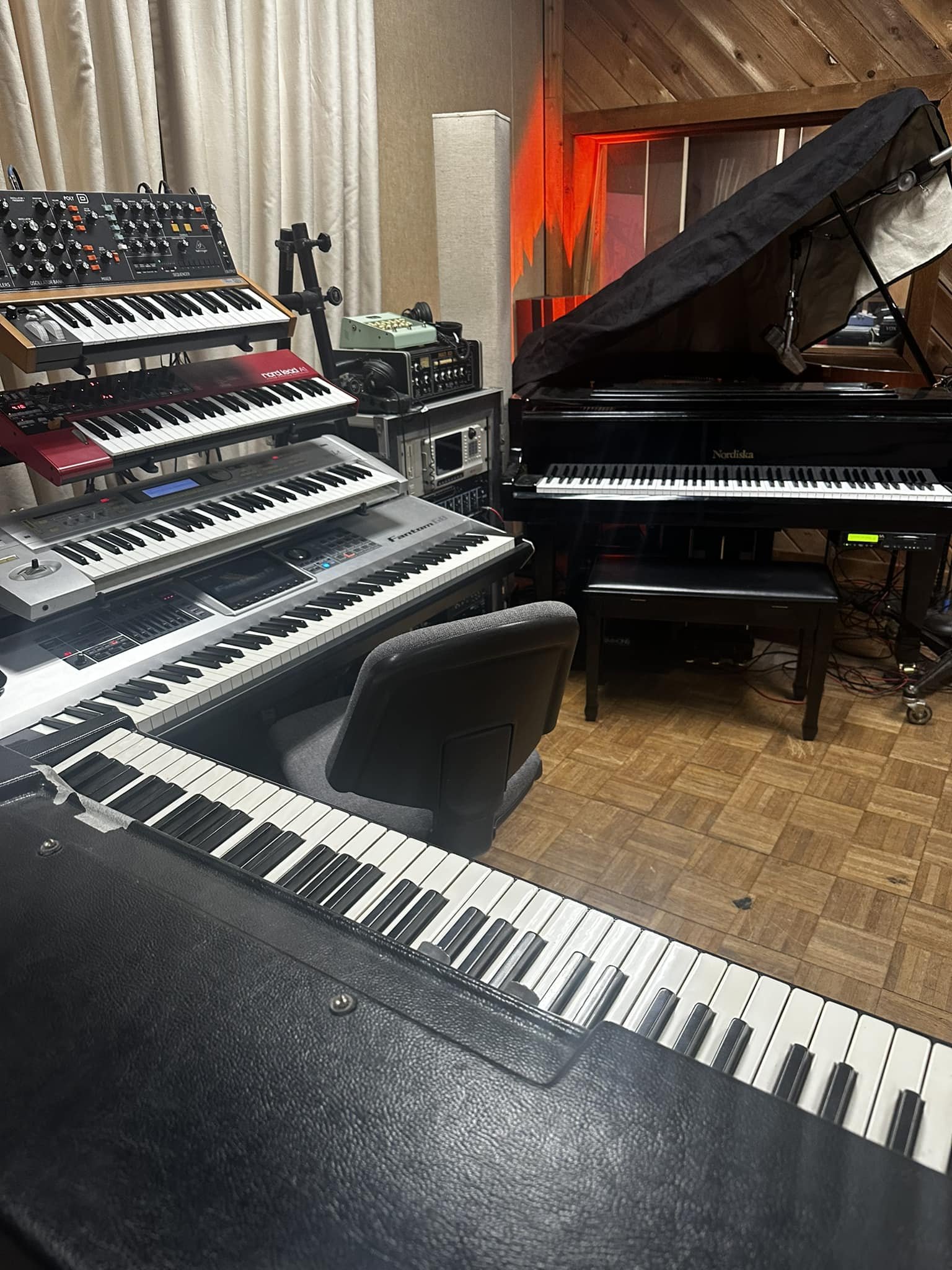 This is the piano rig I started building a year ago today. I recently started working on my own album at the studio, and it has been so inspiring getting to play on this midi station. 

The heart of this rig comes from my Roland fantom g8 keyboard wh