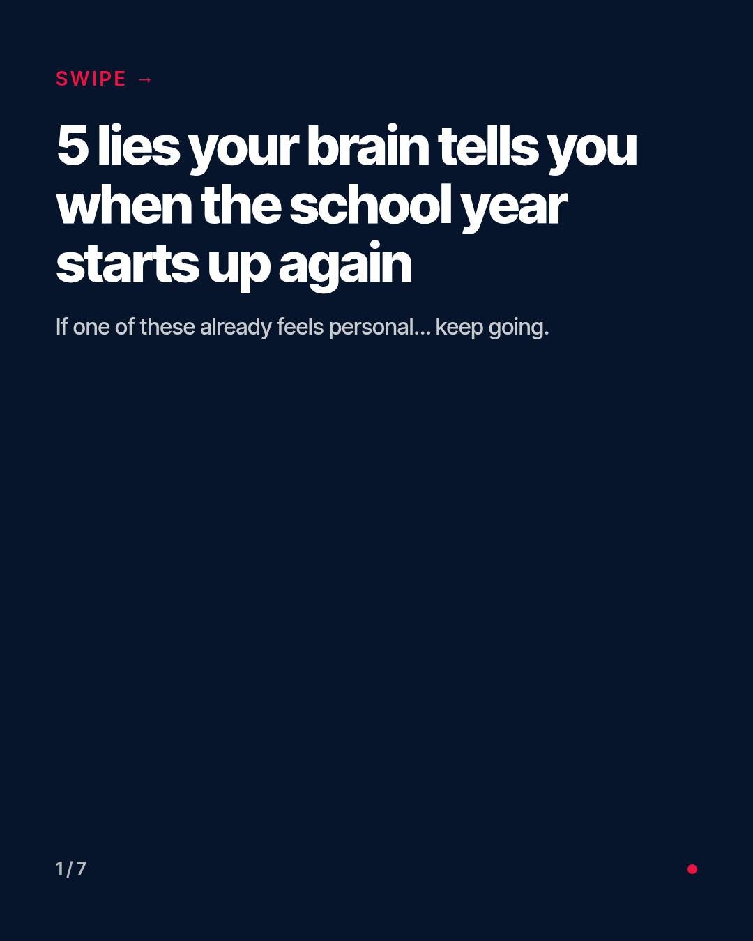 Save this for the 2am spiral.

When the school year starts ramping up, your brain gets loud. New grade. Senior year. College. Same pressure: figure it out, look fine doing it.

Here are 5 lies that show up on loop:

1. I should already know who I'm b