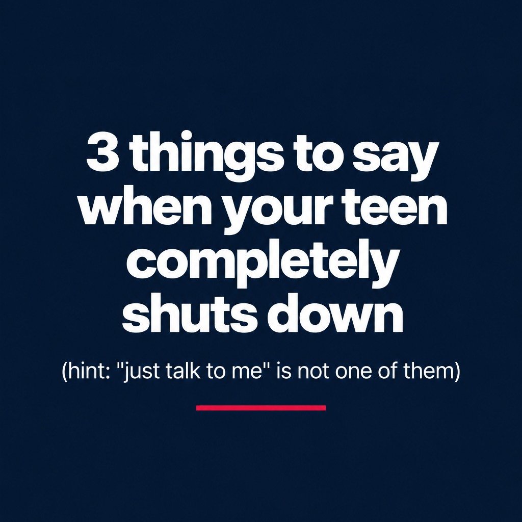 Your teen goes quiet. You panic. You say "just talk to me." They shut down harder.

Sound familiar?

The instinct to push makes sense. But teens pull away more when they feel cornered.

Swipe for three things that open the door without forc