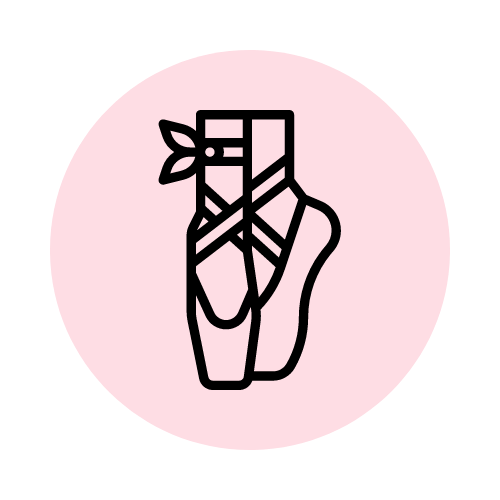 Line drawing of a sneaker with a bandana tied around the ankle, on a pink circular background.