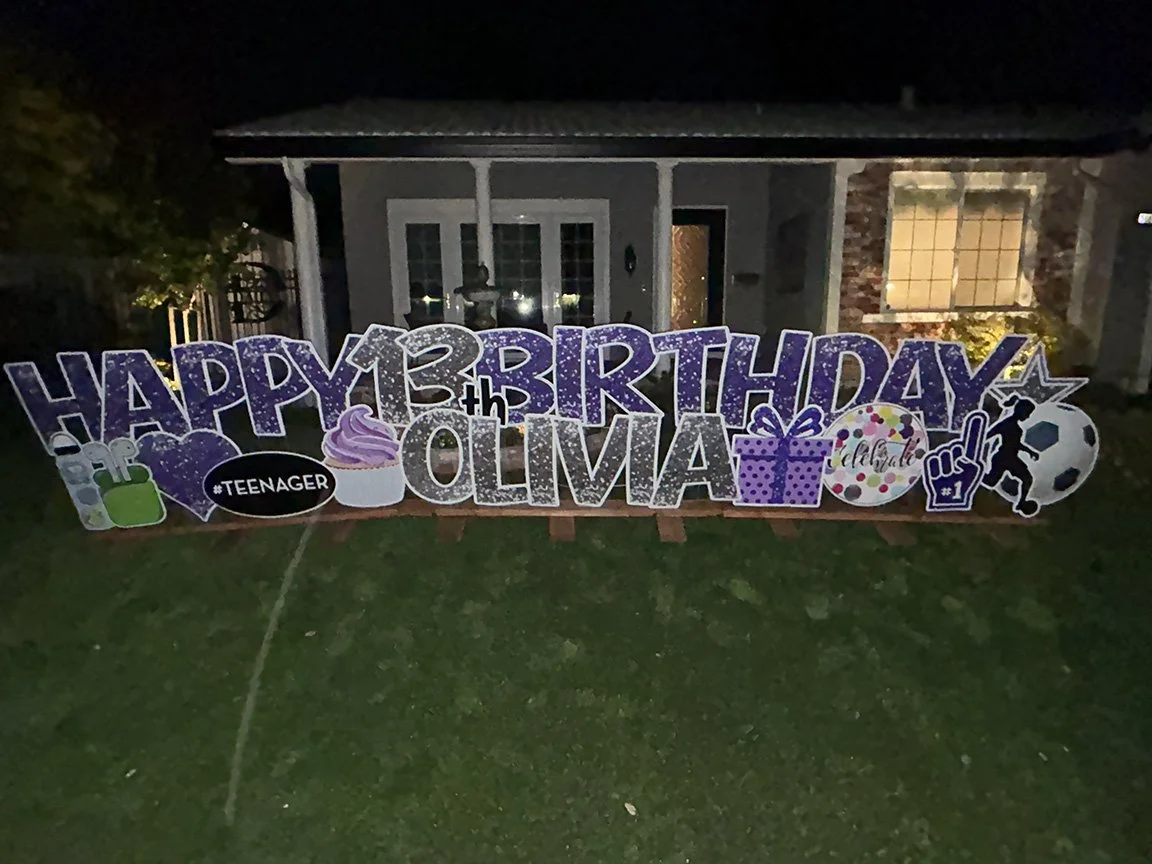 Happy 13th Birthday, Olivia! We added a little extra sparkle to celebrate this special milestone! And with the artificial grass, our stand was the perfect way to make sure her birthday display looked amazing!