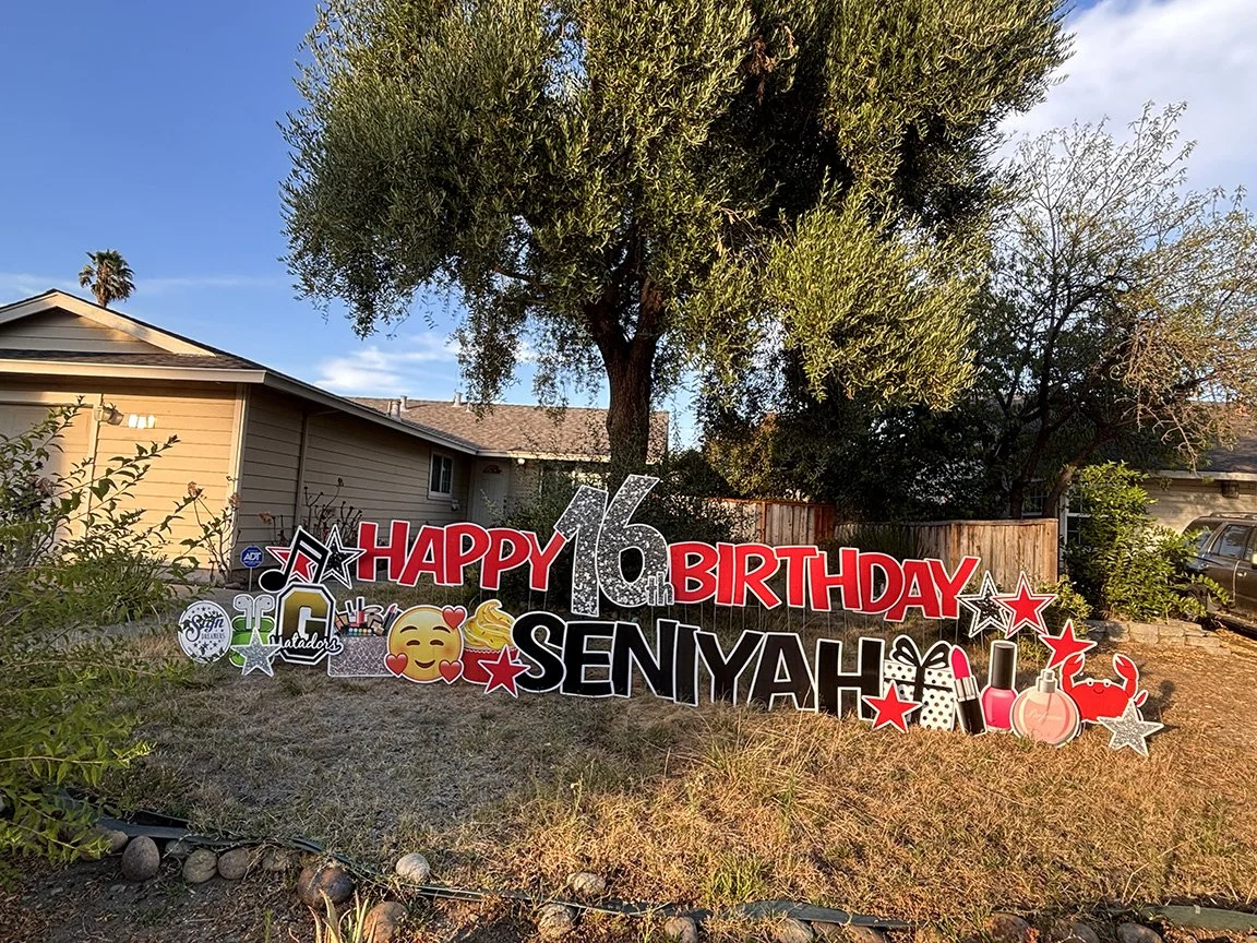 Sweet 16 looks good on you! Wishing you an amazing birthday filled with fun, laughter, and unforgettable memories!  #Sweet16 #HappyBirthdaySeniyah #BirthdayCelebration #SignDreamersTriValley #YardGreetings