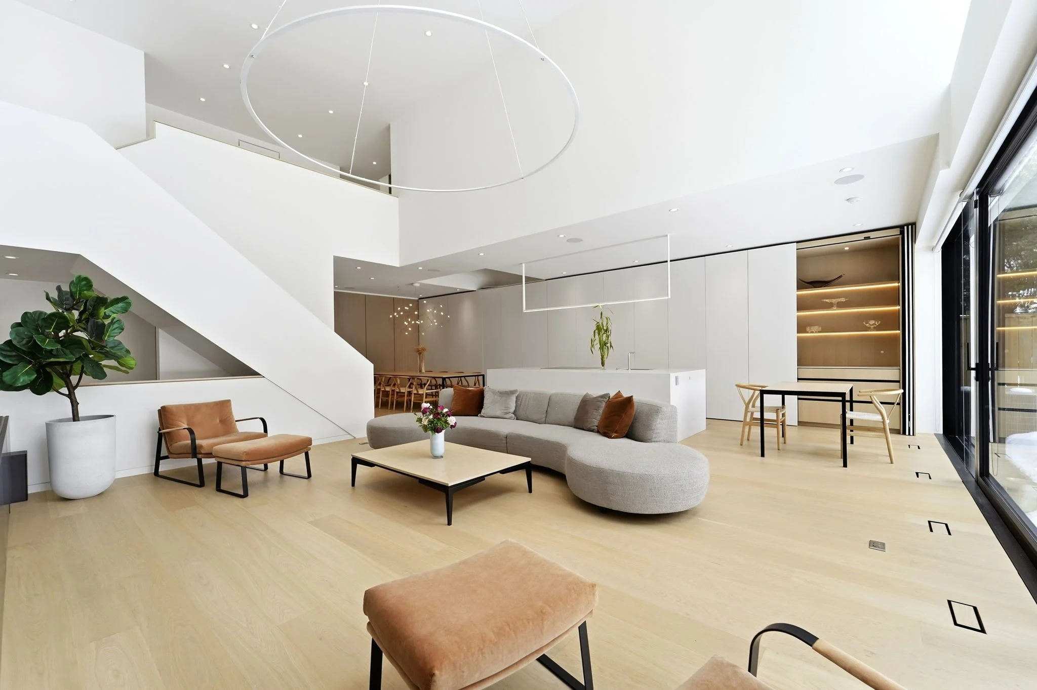 Kitchen Renovation Forest Hill Toronto. Tall white pocket 10' doors concealed.