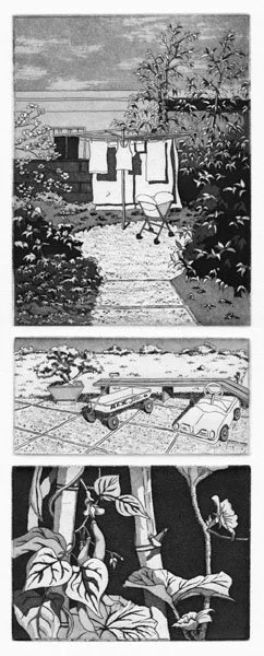 "Backyard," etching