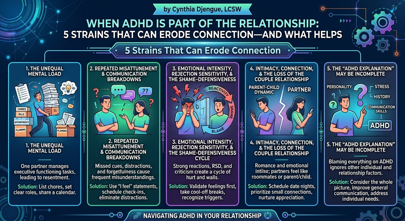 When ADHD Is Part of the Relationship: 5 Strains That Can Erode Connection, and What Helps