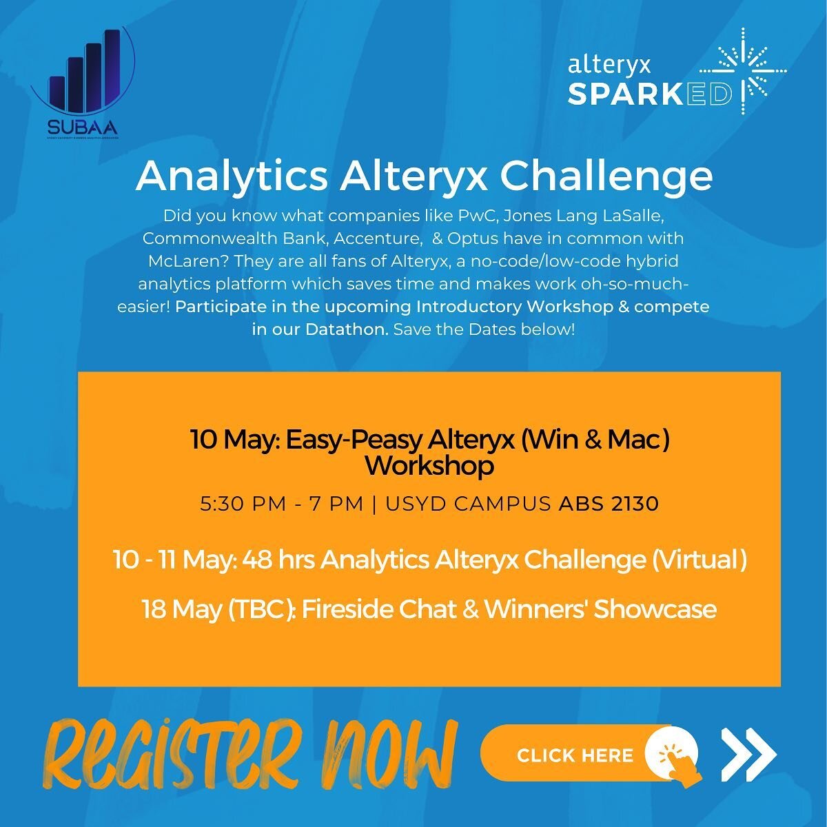 Join the✨DATATHON✨Analytics Alteryx Challenge and discover why top companies like PwC, Accenture, and McLaren are raving about this no-code/low-code analytics platform💻

👉🏻Sign up via link in bio or https://forms.office.com/r/P2SMqkJ7cR

Key Dates