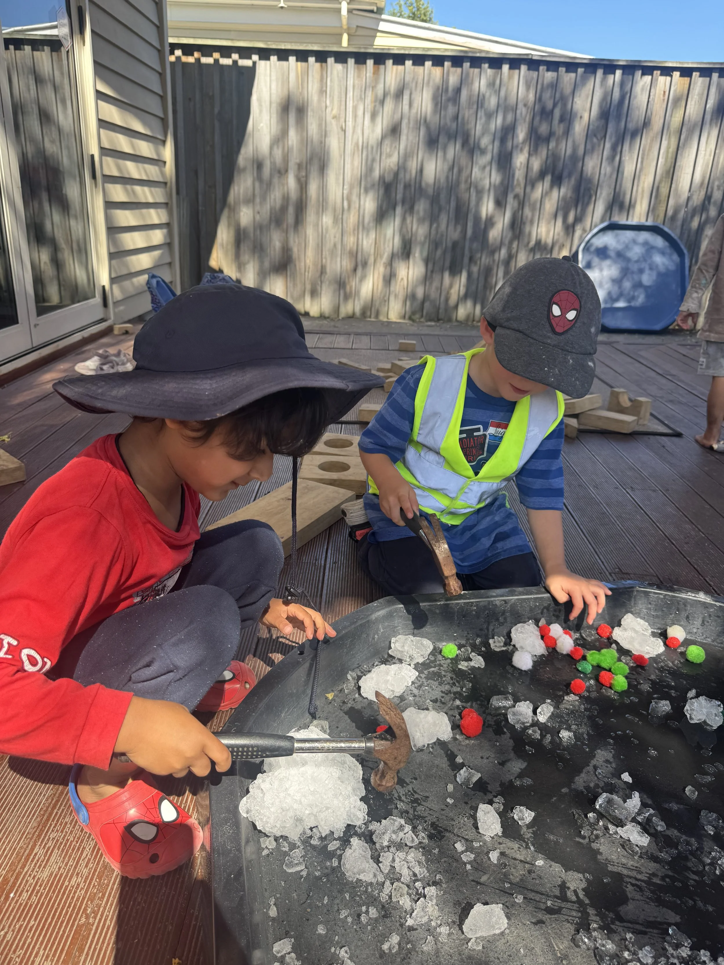 Smashing Ice with hammers