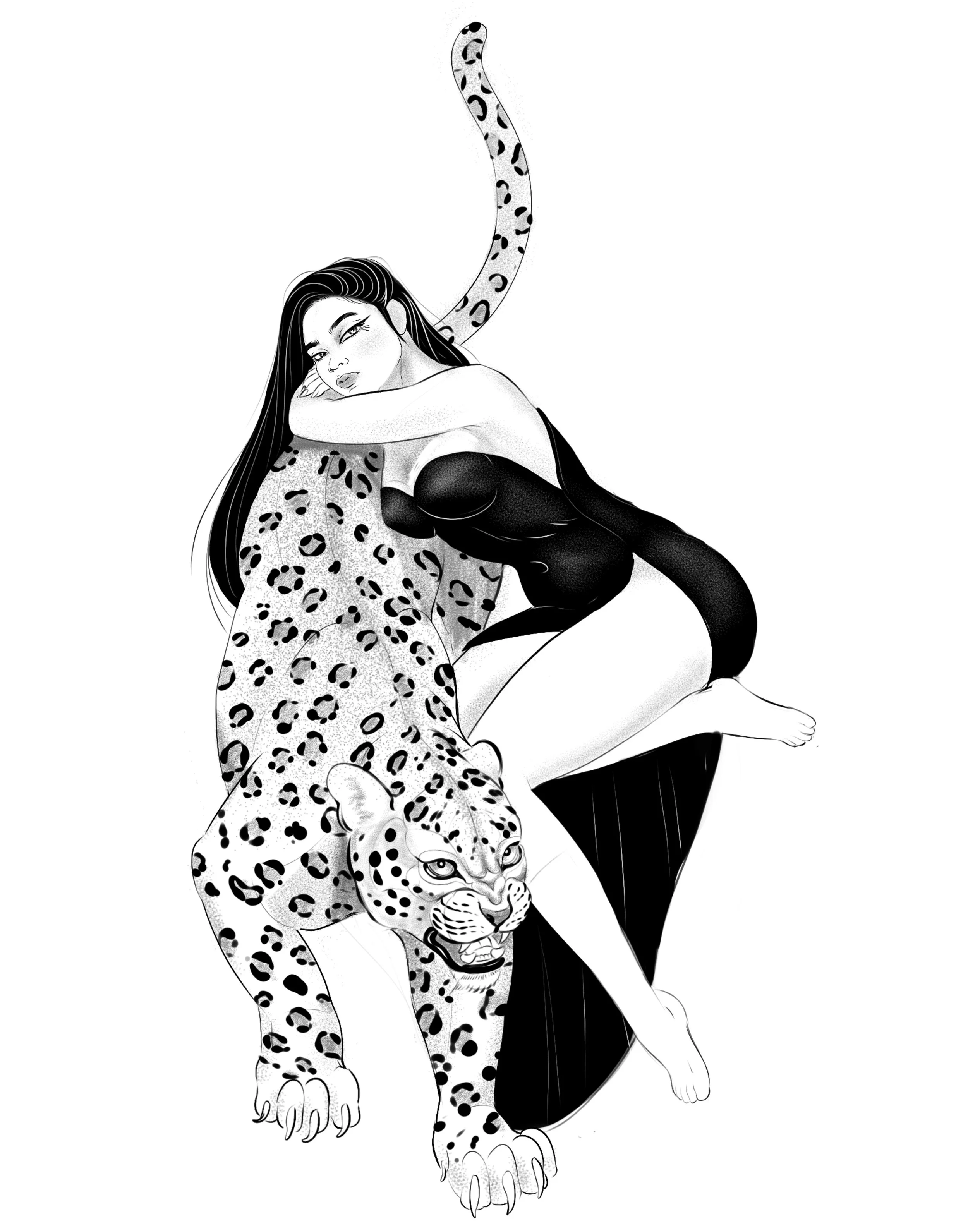 leopard jaguar tiger lady tattoo