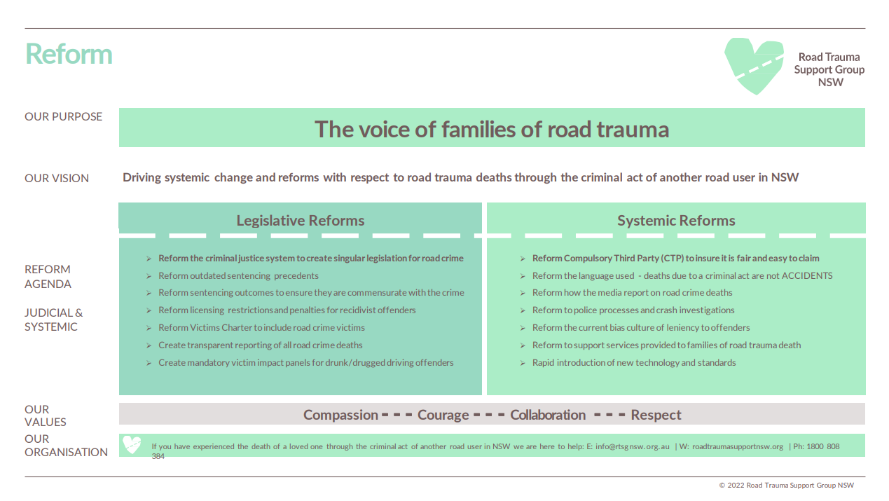 Road Trauma Support Group NSW Reform — Road Trauma Support Group NSW