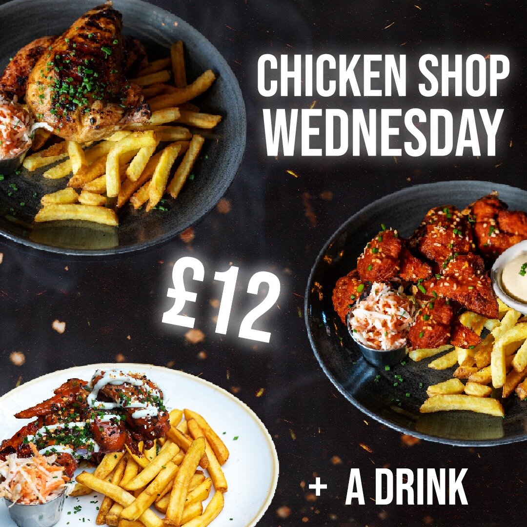 Our outrageous deals continue, choose Smok'd Chicken, Vegan Cauliflower Wings or our Pit master's new- style Chicken Wings with fries, slaw and a drink for &pound;12 every Wednesday from 5pm!

#chickenshopwednesday #chickendeal #weeklydeal #chicken #