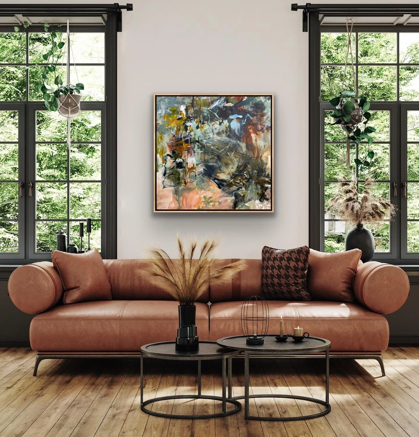 Finished today but still working on a title for this 36 x 36. 

I love the way this one holds both movement and calm &mdash; a little wildness, a little stillness, all layered together. What do you think?

Also worth mentioning &mdash; all of my pain