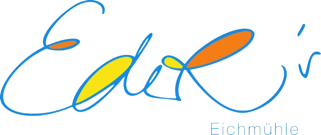 Logo mit dem Wort 'Ede' in künstlerischer Schrift und 'Eichmühle' darunter