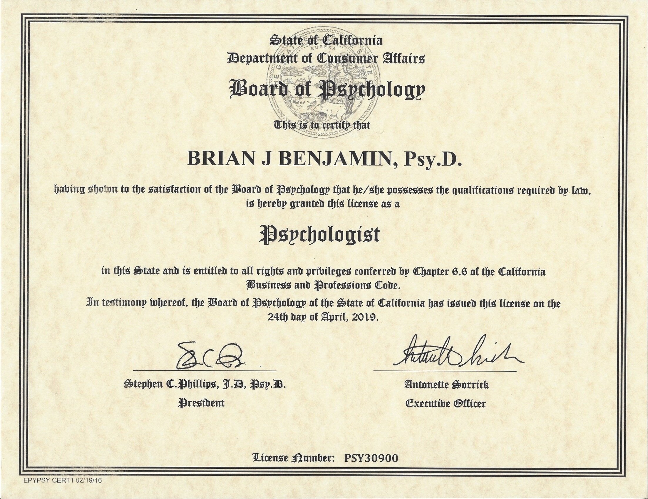Psychologist License - California Board of Psychology