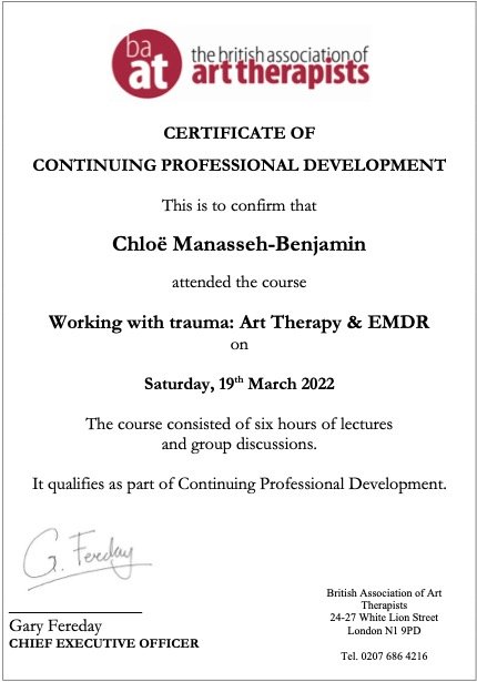 BAAT Continuing Professional Development Certificate Working with Trauma: Art Therapy &amp; EMDR