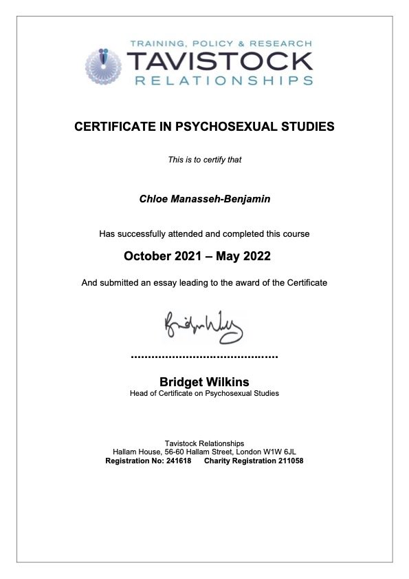 Tavistock Certificate in Psychosexual Studies