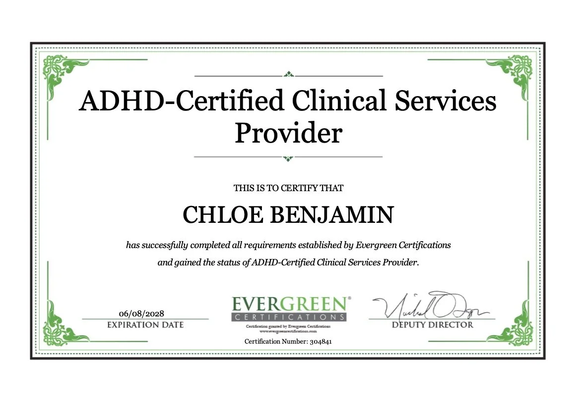 ADHD-Certified Clinical Services Provider