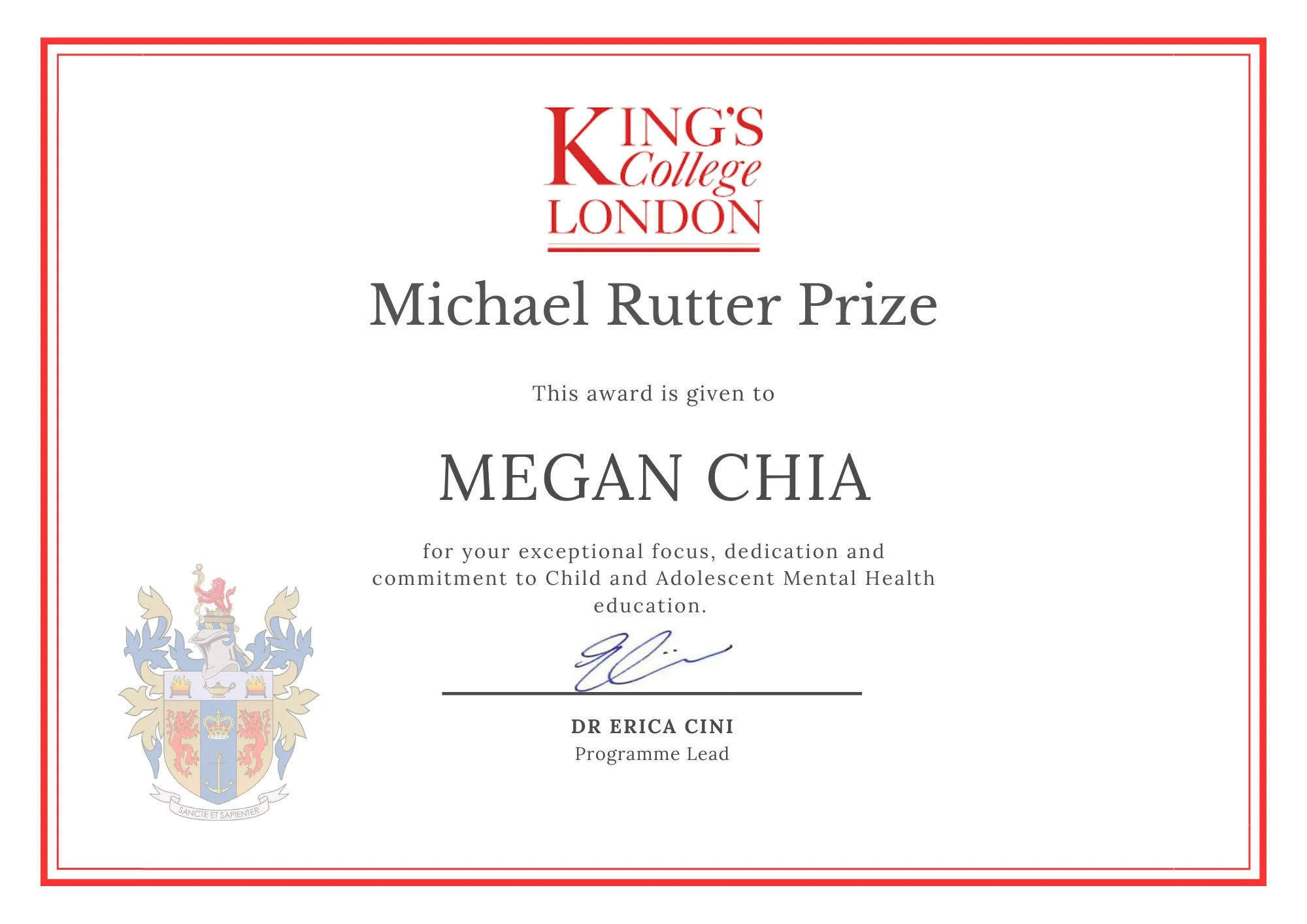 Michael Rutter Prize