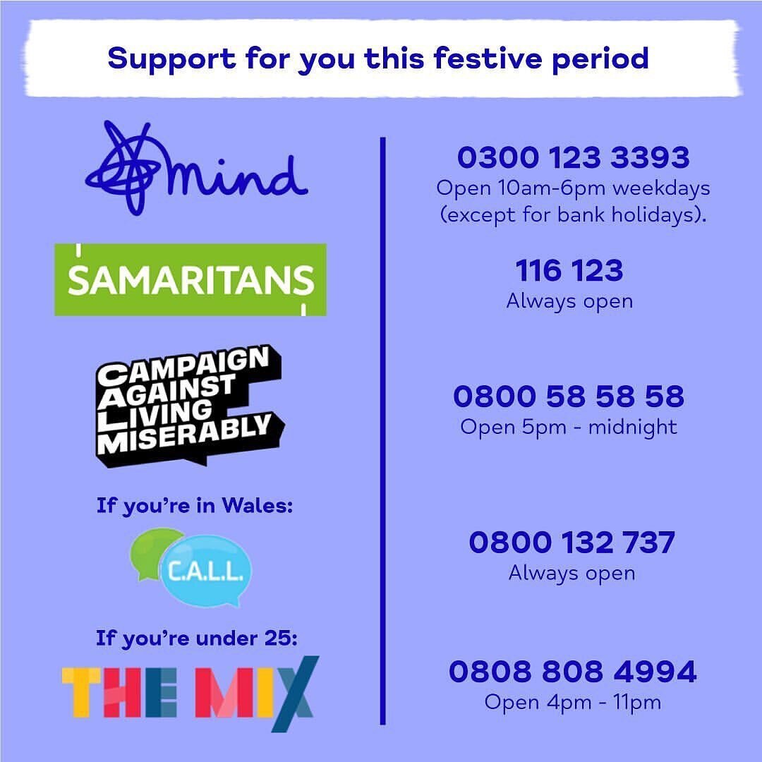 Many of us struggle at this time of year. Remember that you&rsquo;re not alone, and if you need support, it's out there 💙

Please save and share this post so more people know there's always someone at the other end of the phone waiting for their cal