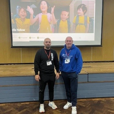 It&rsquo;s World Mental Health Day 💬💛

Our CEO, David, and @crossfitrayleigh 
Damon visited Sweyne Park School to chat with Sixth Formers about looking after their wellbeing and the support available through SECE Mind.

Together we launched CrossFi