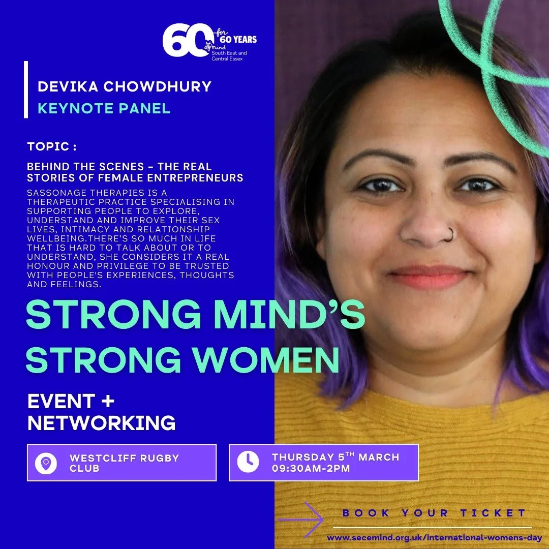 ✨ Speaker Announcement 2 ✨

We&rsquo;re excited to welcome Devika Chowdhury to our panel:
&ldquo;Behind the Scenes &ndash; The Real Stories of Female Entrepreneurs.&rdquo;

Founder of Sassonage Therapies, Devika specialises in supporting people to ex