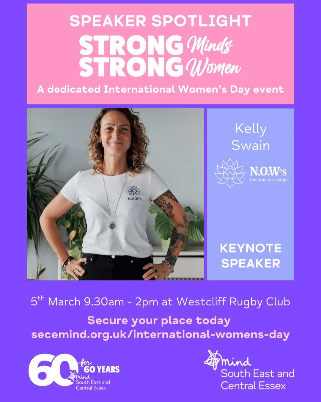 We&rsquo;re excited to introduce our second keynote speaker for Strong Minds, Strong Women on Thursday 5th March&hellip; ✨

Kelly from @n.o.w.s_wellbeingservices 

Founder and Joint Director of National Online Wellbeing Services (N.O.W.S), Kelly&rsqu