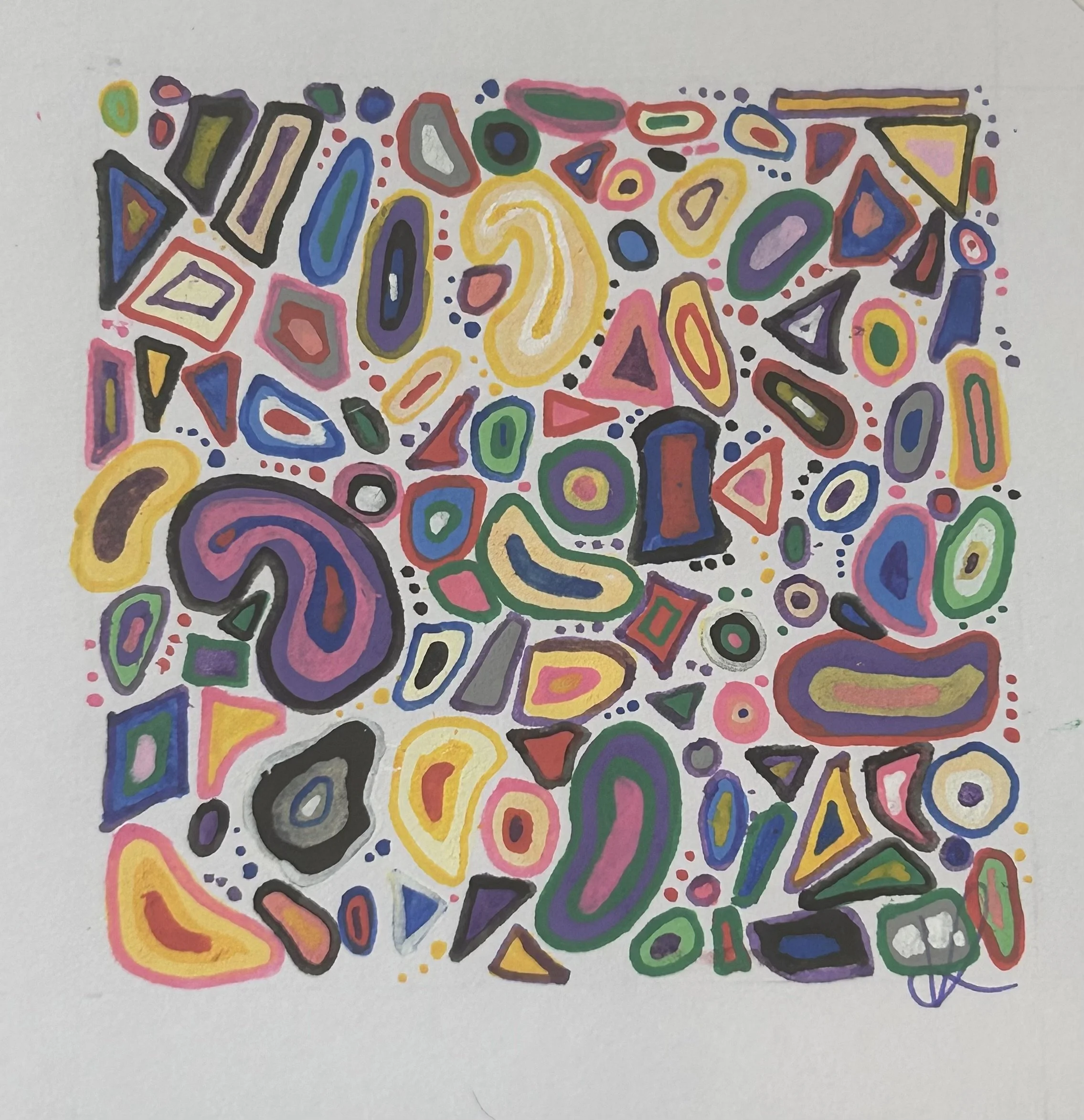 Abstract colour - fine liner and acrylic marker on card - 2025/6