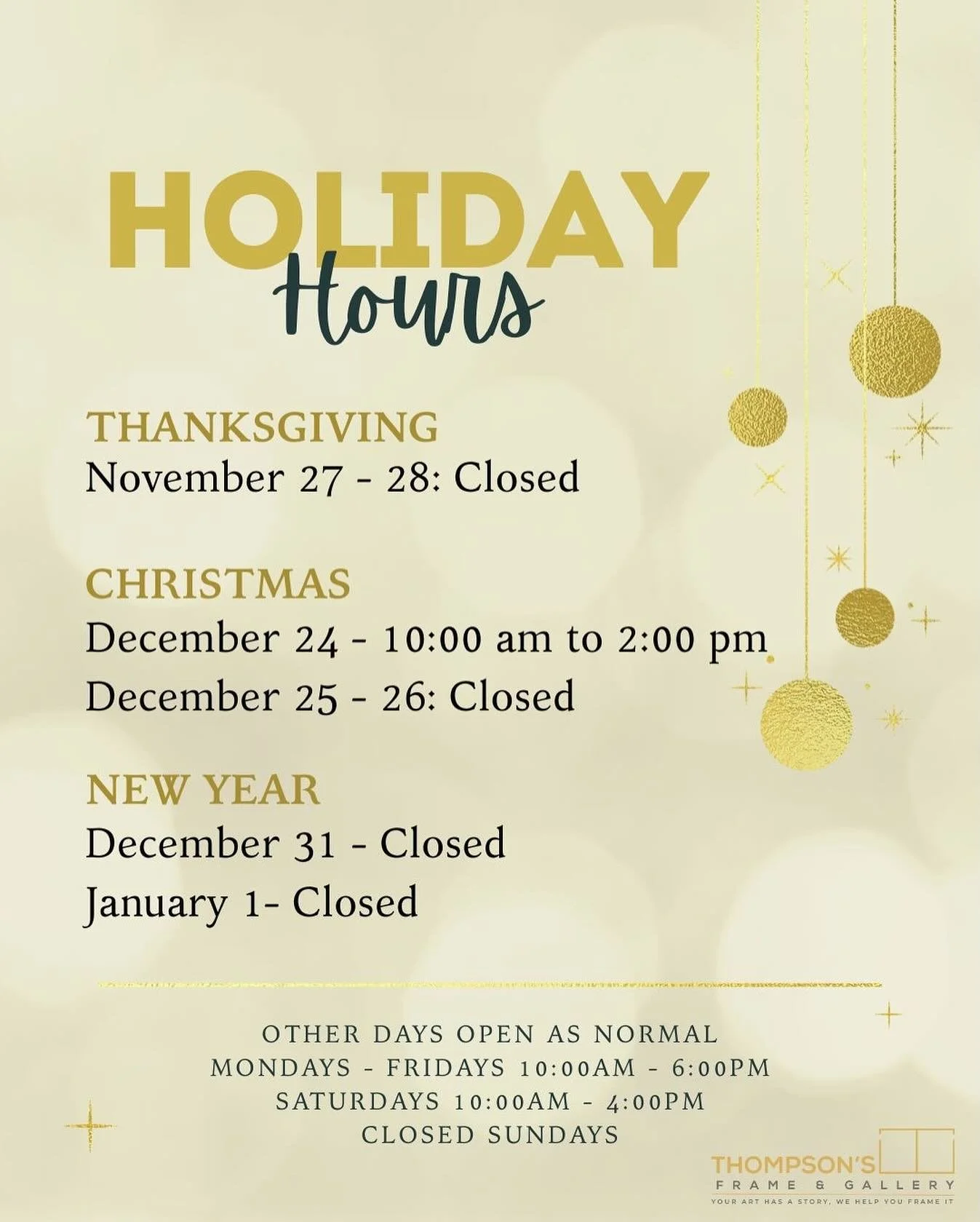 Looking forward to serving you this Christmas season! #framing #frame #interiordesign #frameshop #christmas #holidayhours #alpharettaga #localbusiness