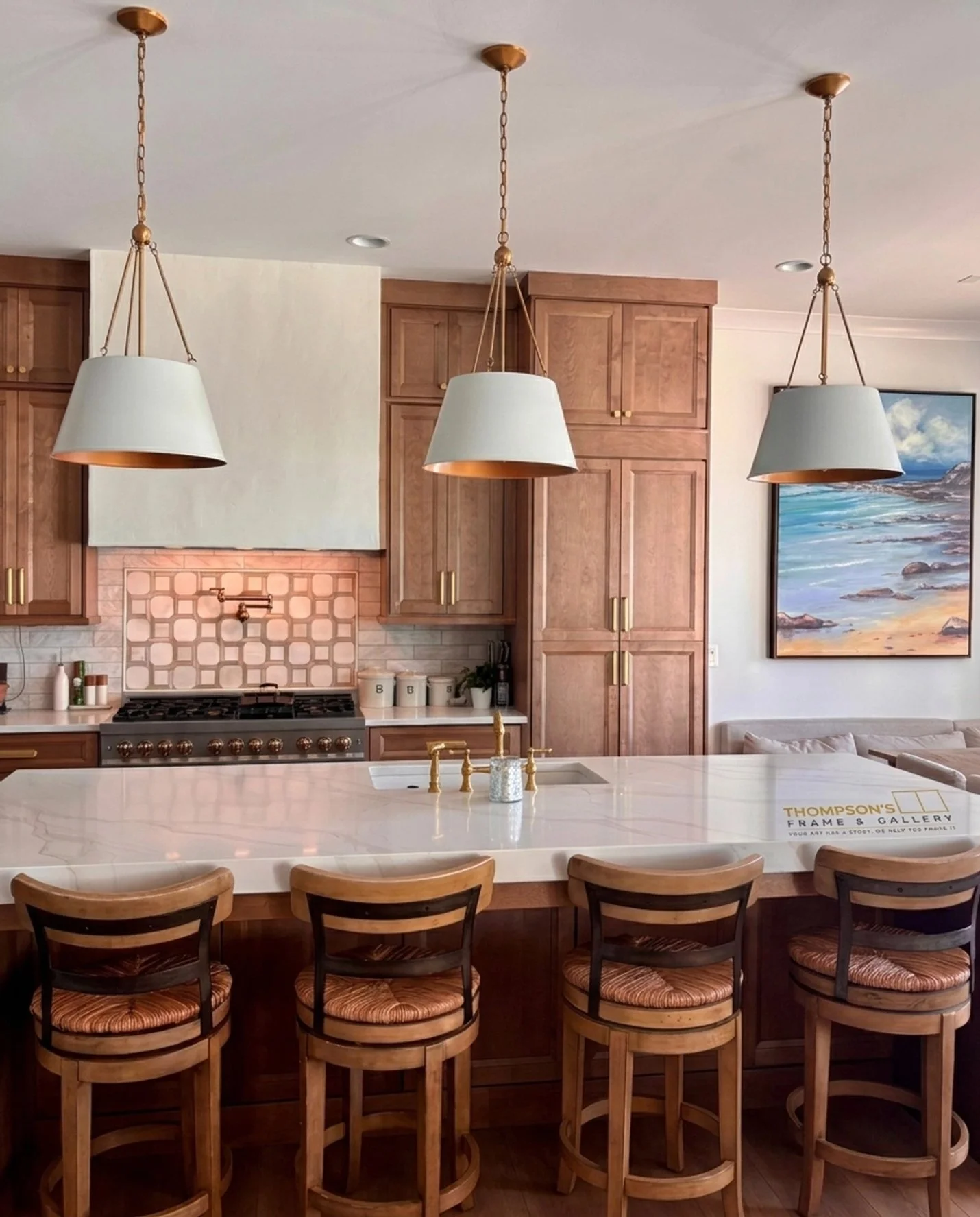 Missing that "wow" factor? Check out this breathtaking statement piece in Ben and Christi&rsquo;s kitchen!! This large canvas is elevated with a sleek floater frame, creating a modern, gallery-like feel where the art appears to "float.