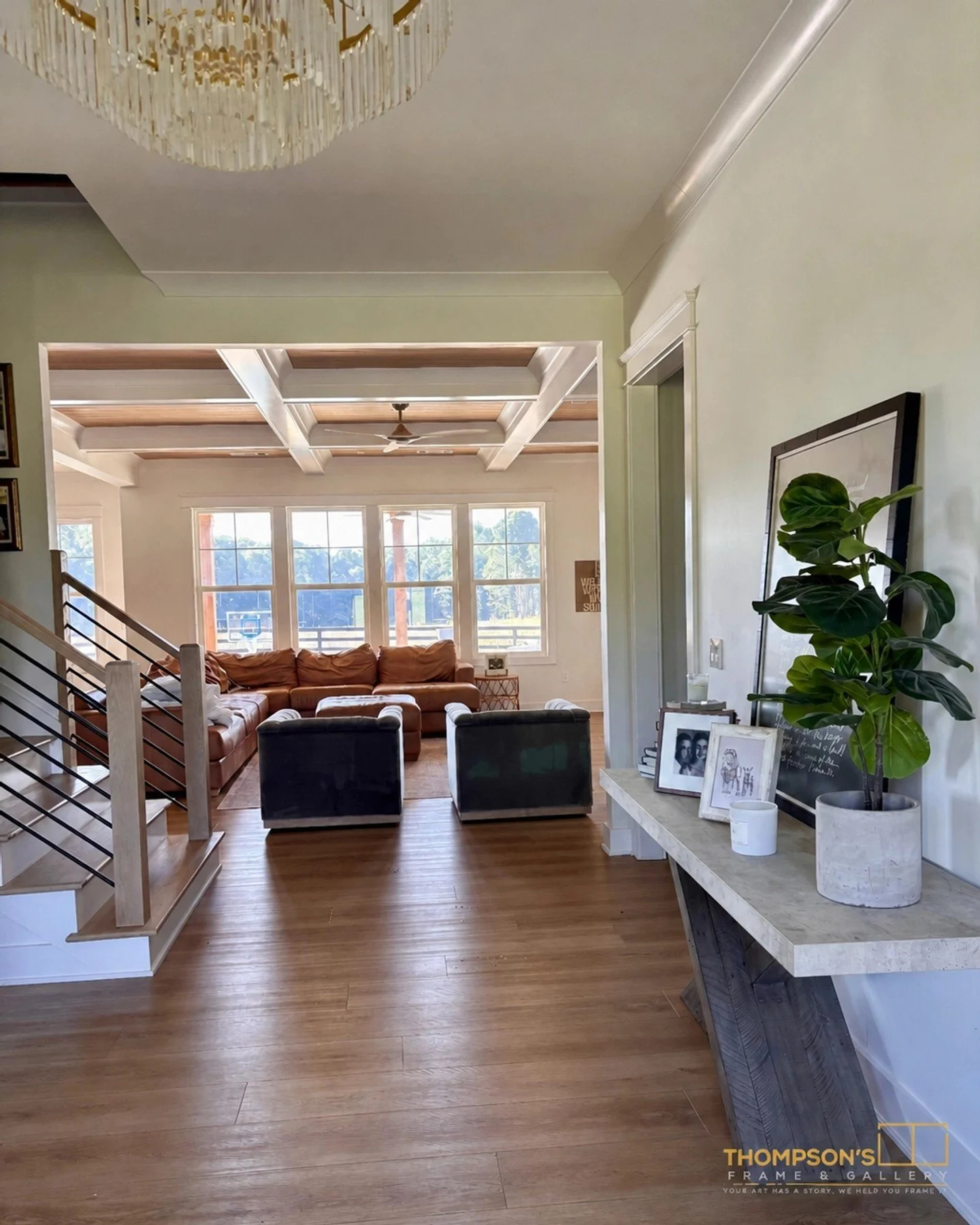 Your entryway is the first impression of your home! 🏠✨ For the next stop in our 'Owner's Home Series,' we&rsquo;re sharing a peek into Ben and Christi&rsquo;s entry hall. From the meaningful Psalm 23 piece to the vibrant abstract art in a sleek floa