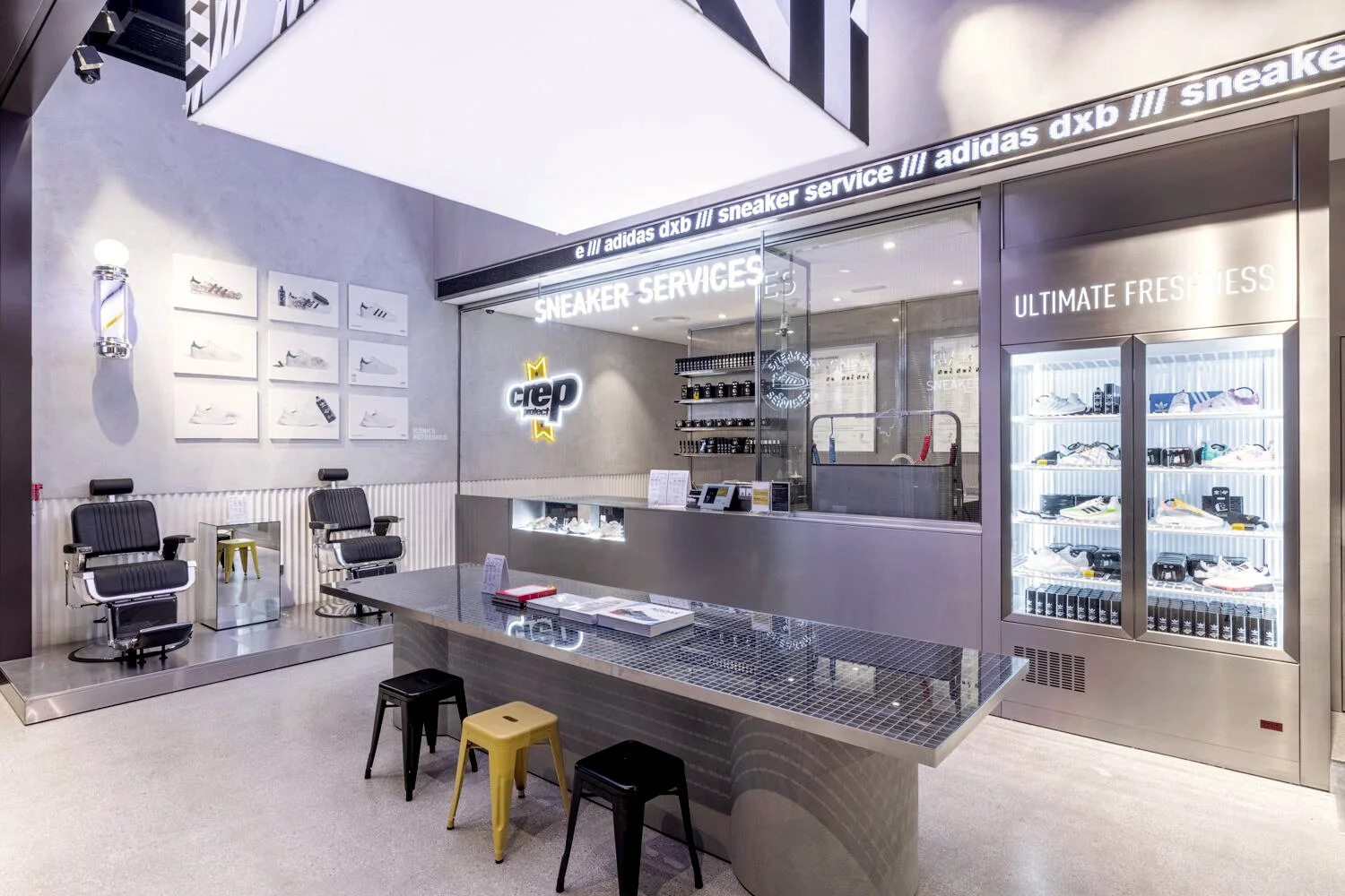 adidas-flagship-store-dubai sneaker services bar with premium shoe care