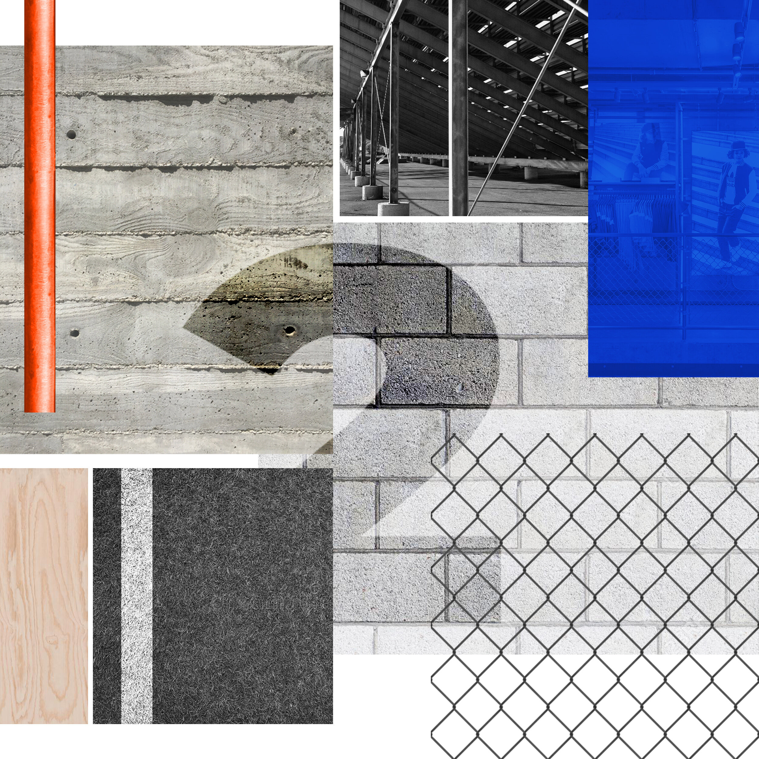 Material palette and industrial design concept used in Adidas Flagship NYC