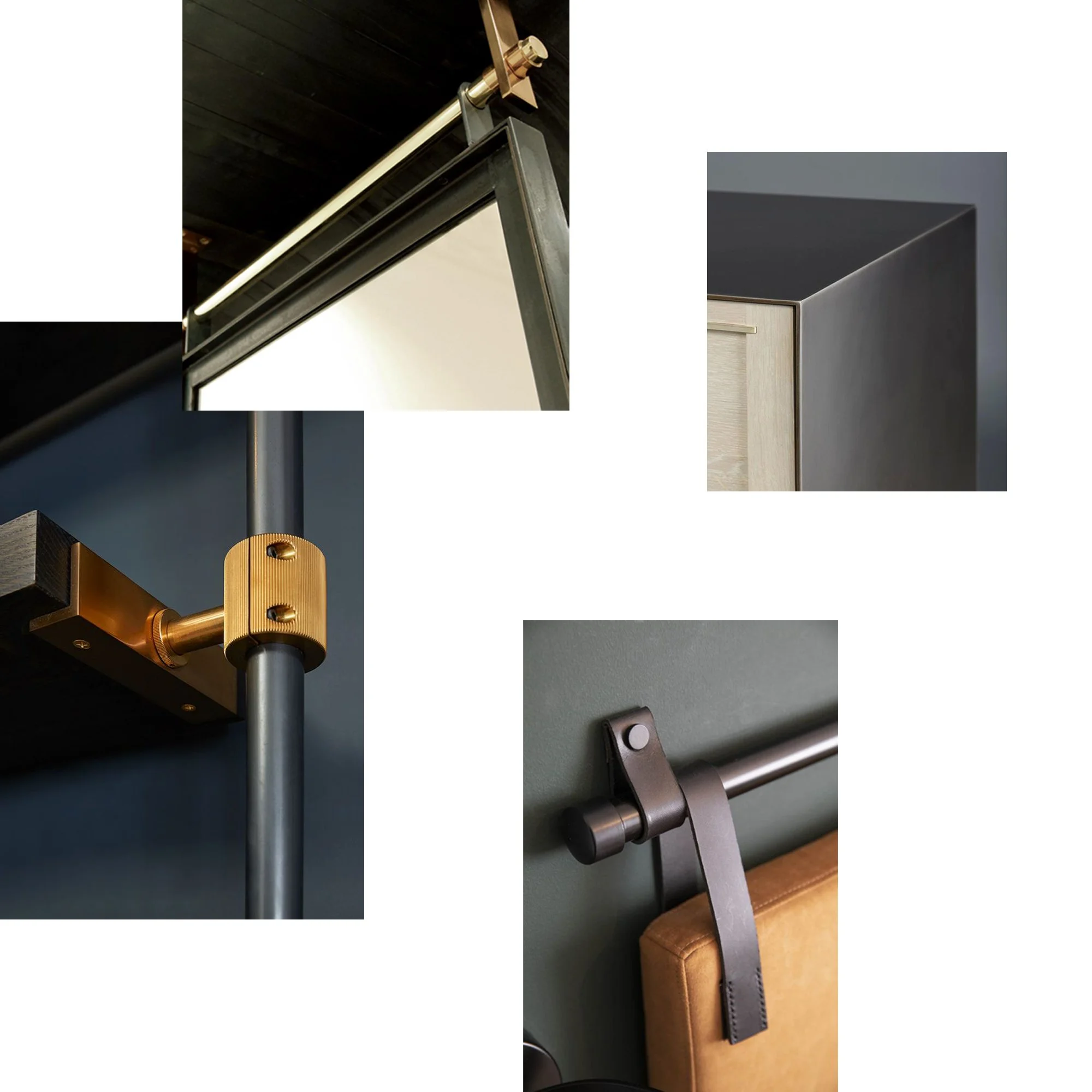 Close-up detail of bespoke metal joinery and fittings used in the Waterford Crystal concept retail environment.