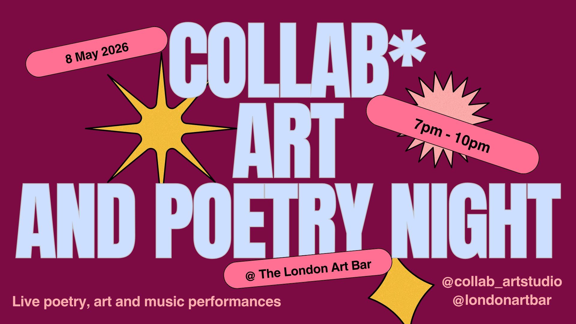 Art, Poetry + Music Open Mic!