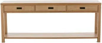 Wood and Rataan Console Table