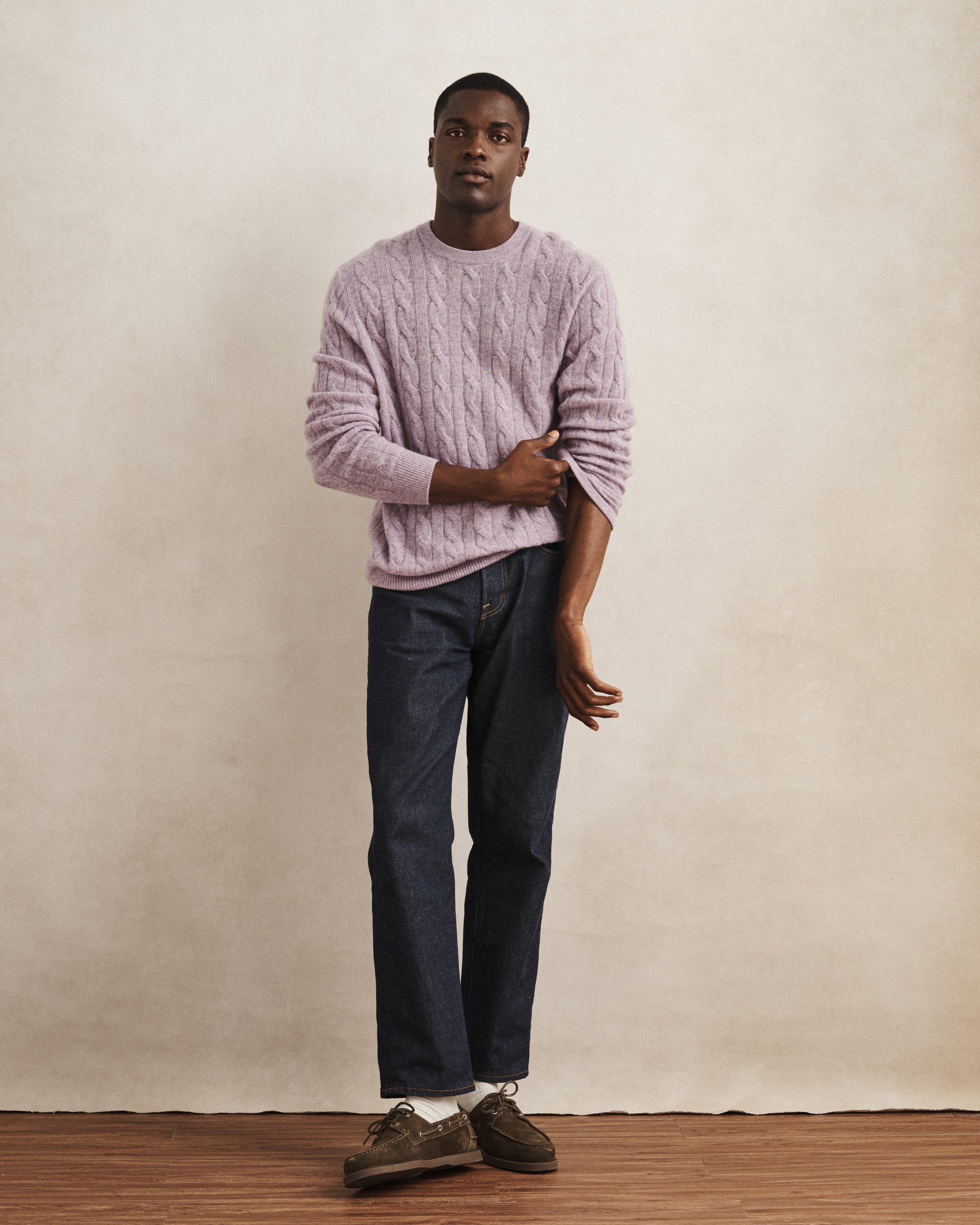 Lightweight Cashmere Cable Crewneck Sweater - Lavender_4672.jpg