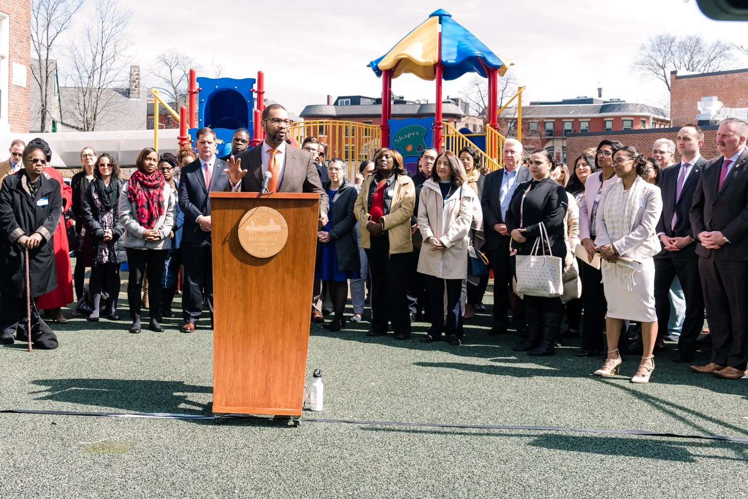 Mayor of Boston announcing Universal Pre Kindergaten at Walnut Grove