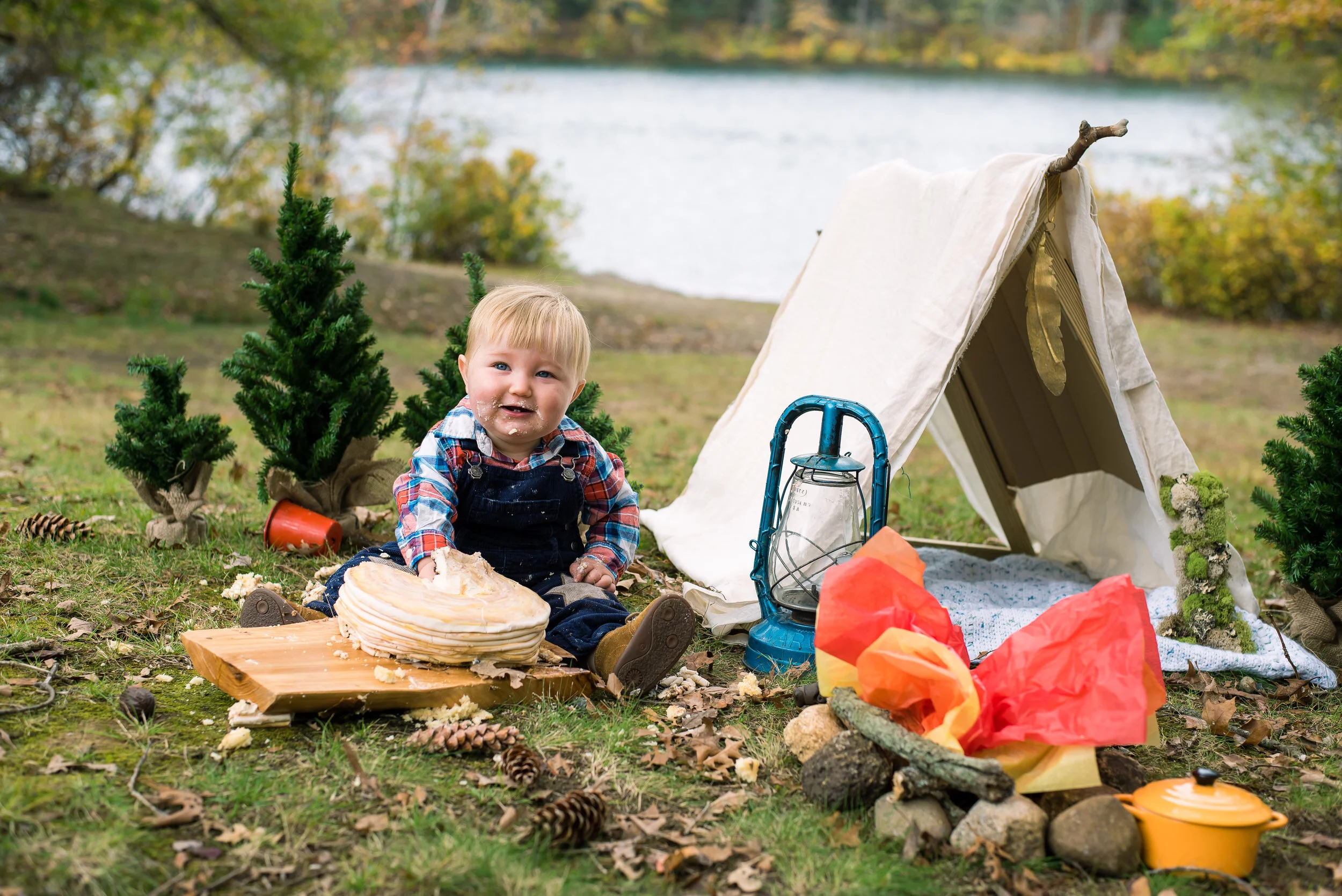 Nico's Camping Milestone Cake Smash Session Houghton's Pond Milton MA