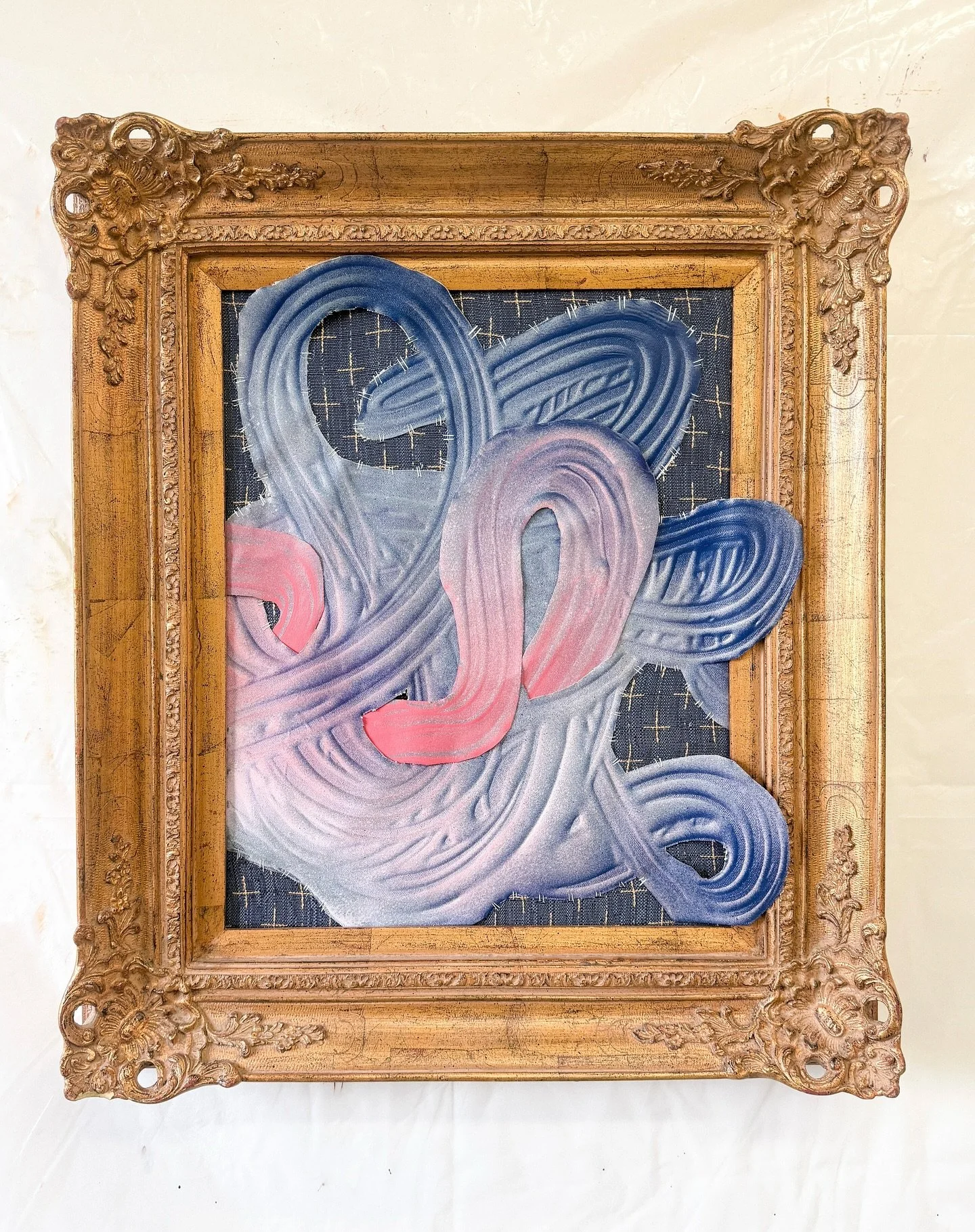 &ldquo;Undone&rdquo;

A reflection on uncertainty and the universal longing for comfort and reassurance. A meditation on fragility transformed into beauty, cut canvas is stitched back onto reclaimed fabric. 

Hand stitching and sewing is an element I