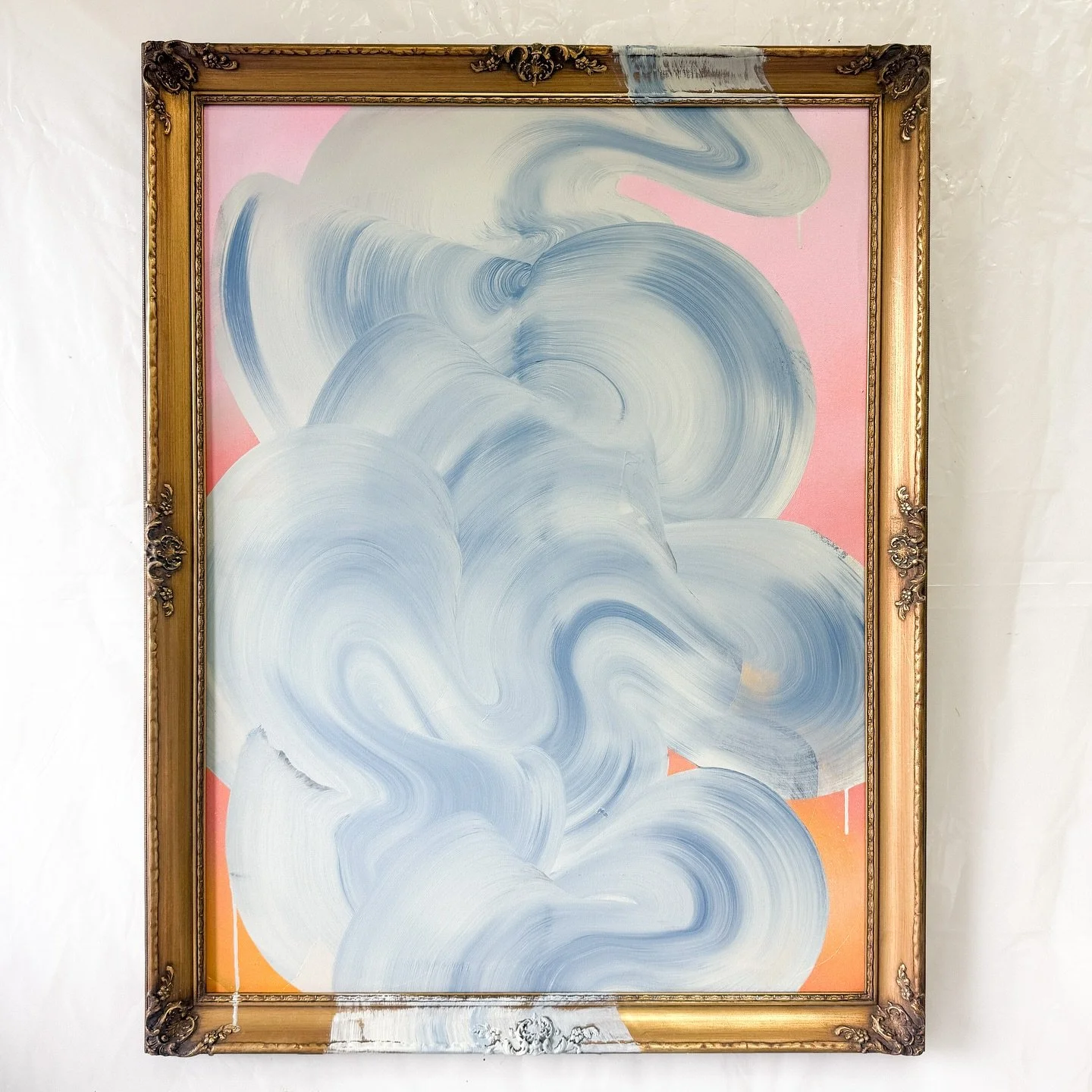 &ldquo;Circadian Rhythm&rdquo;, salvaged paints on canvas and antique gilded frame. 

An homage to the people and soft moments in life that hold us steady&mdash;reminders that safety and rest are treasures worth honoring. 🌙

📸 @visualsage @valentin