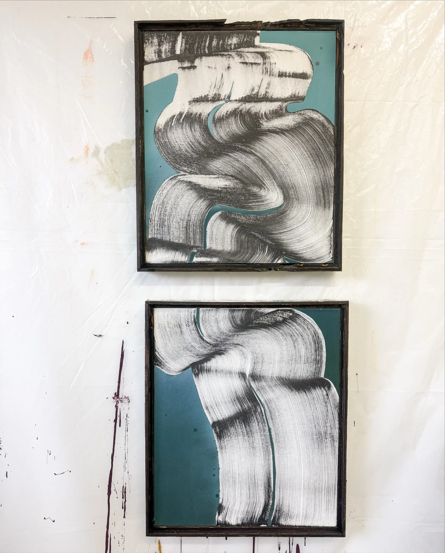 Fresh work on the studio walls. Forever obsessed with striking balance of two worlds colliding- new and old. 

These are smaller than I&rsquo;ve been working recently, and I&rsquo;ve really enjoyed it. However I do have a large one currently in the w