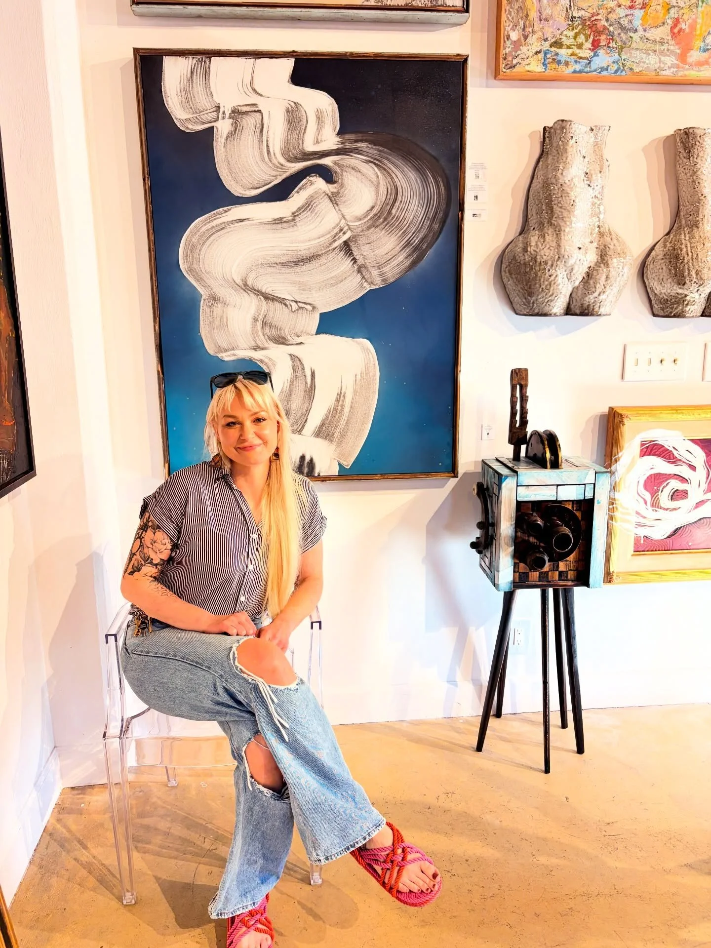 Always an honor, Amy! @i.d.e.a.gallery ❤️❤️❤️

My newest large scale work can be found here 📍✨

&ldquo;Something to Believe In&rdquo;, salvaged spray paints, ink on canvas with handmade (by me!) reclaimed wood frame. 40&rdquo; x 100&rdquo;

#atlanta