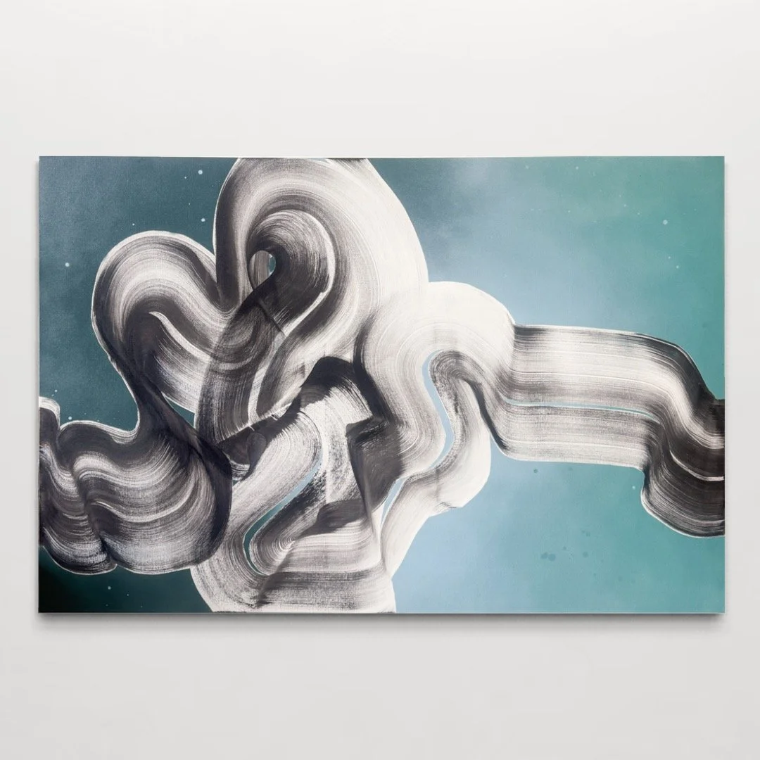 "The Answer", salvaged paint and ink on canvas with reclaimed wood frame. Sold via Kai Lin Art, Atlanta, GA. 